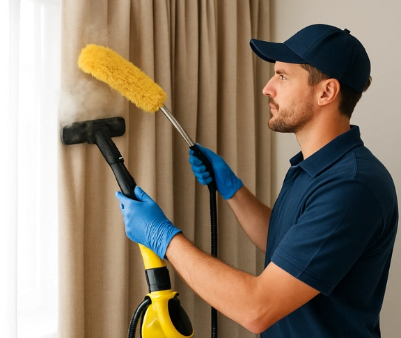 Trusted drapes cleaning technician Matty Curtain Cleaning bridges QLD